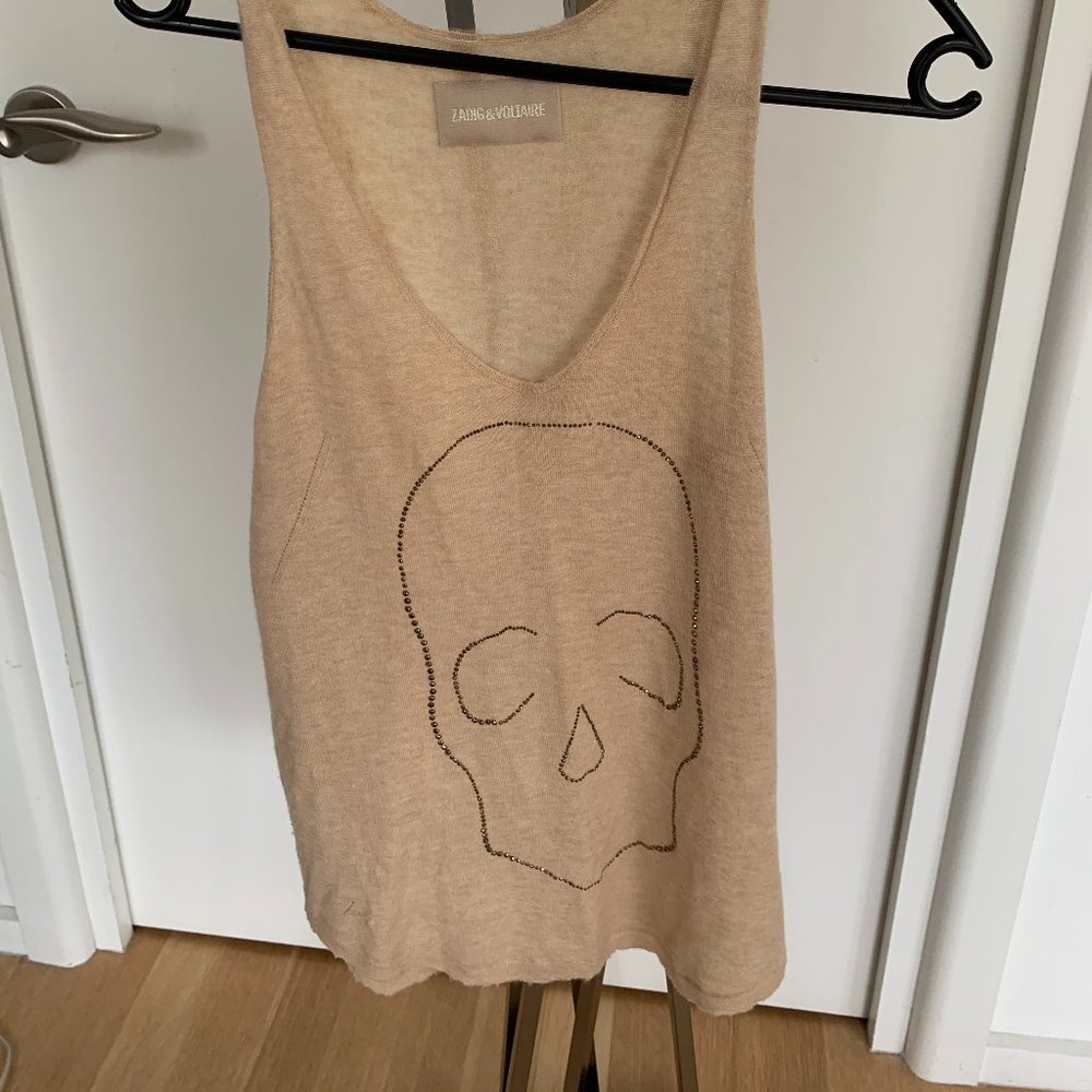 Zadig & Voltaire Skull 100% Cashmere Tanktop/Pullover Beige